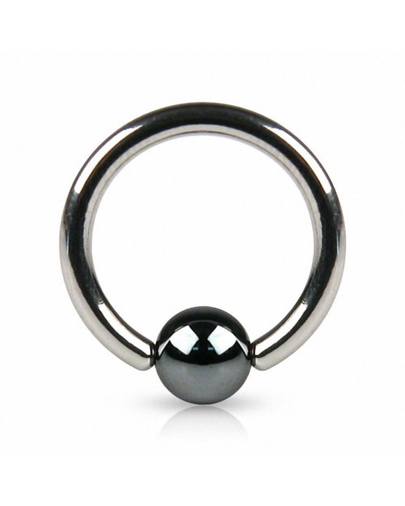 Piercing anneau boule captive hématite