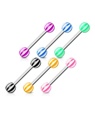 Lot de 6 piercing langue boules acrylique candy