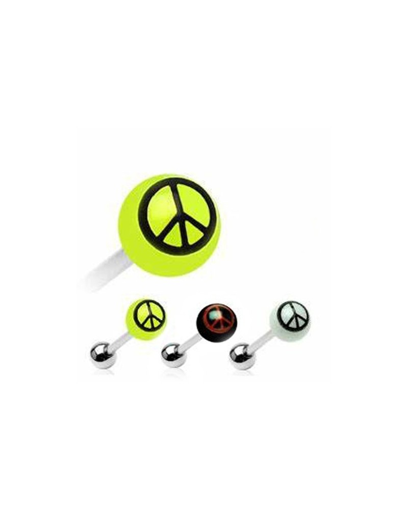 Piercing langue boule peace and love