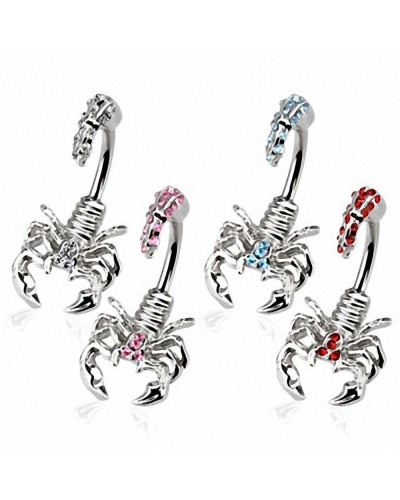 Piercing nombril scorpion pierres colorées