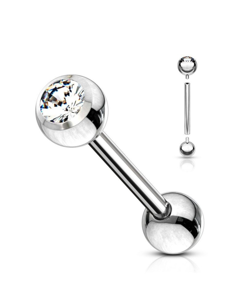 Piercing  barbell acier pierre sertie