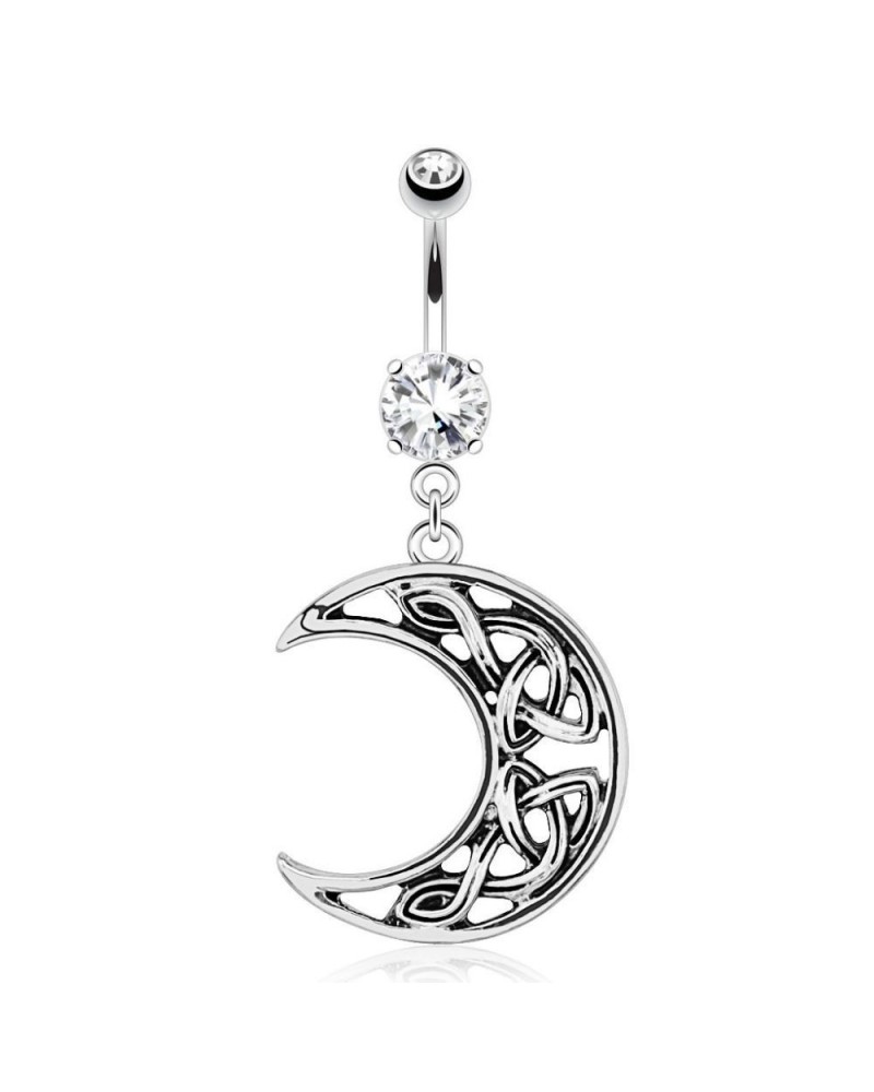 Piercing nombril croissant de lune celtique