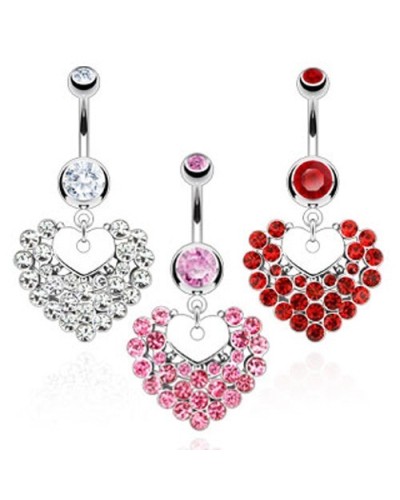 Piercing nombril coeur strass