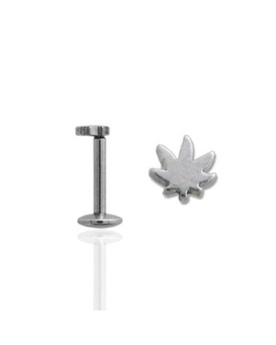 Piercing labret feuille de cannabis en acier