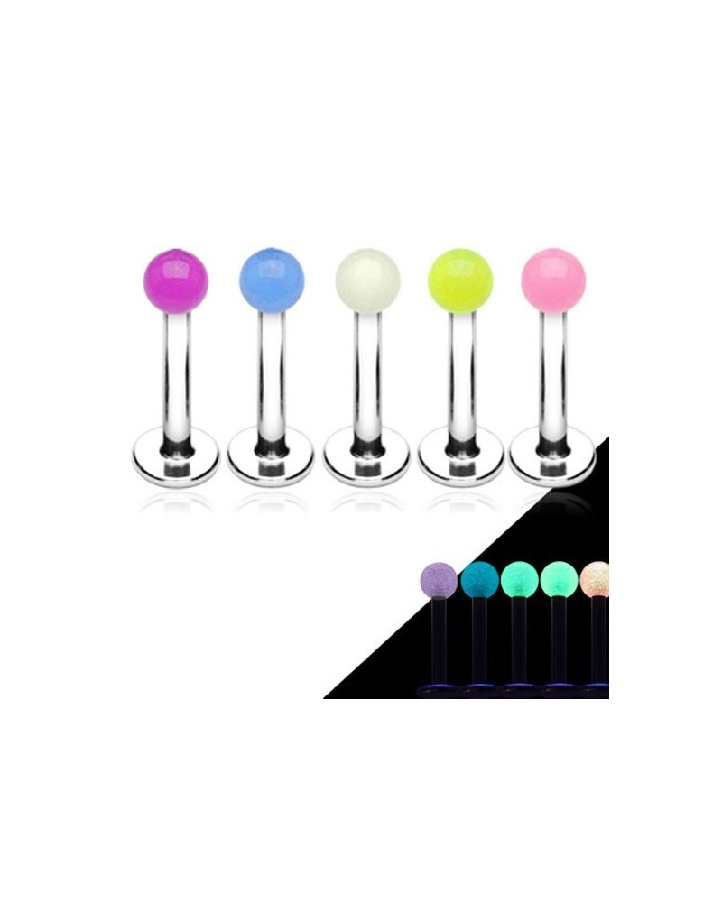 Piercing labret boule phosphorescent