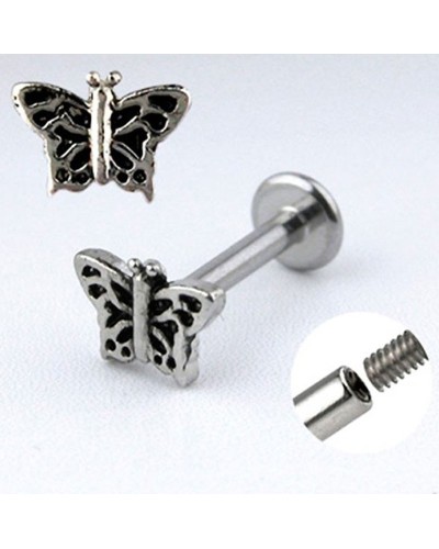 Piercing labret papillon acier