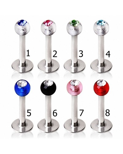 Piercing labret boule acrylique strass