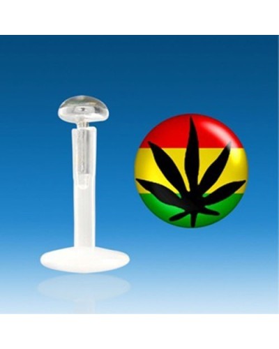 Piercing labret bioflex logo feuille de cannabis