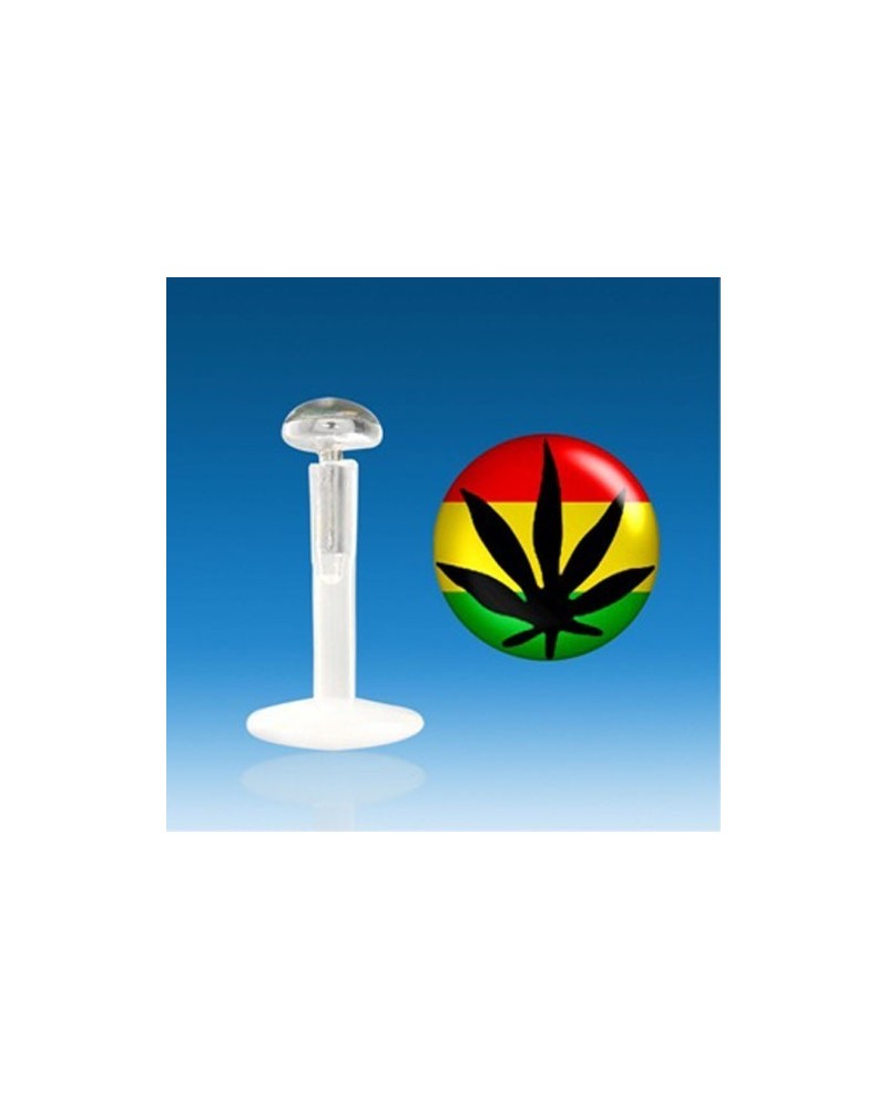 Piercing labret bioflex logo feuille de cannabis