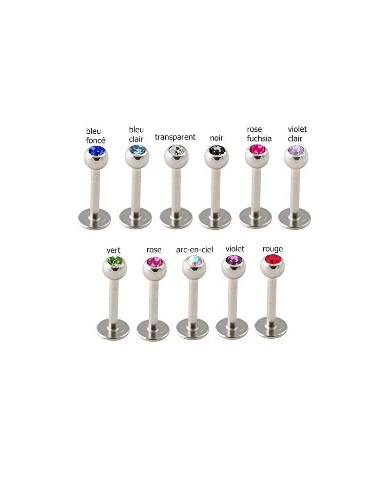 Piercing labret acier boule à strass