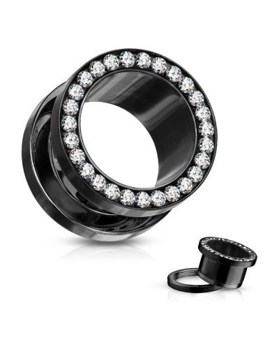 Piercing tunnel noir strass