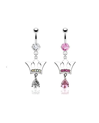 Piercing nombril pendentif couronne