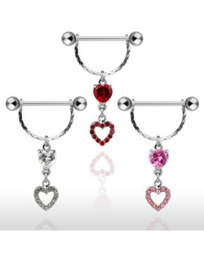 Piercing téton pendentif double coeur