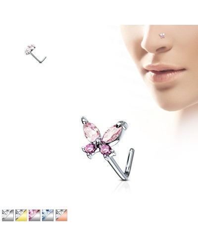 Piercing nez papillon pierres tige en L